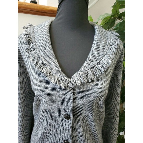 Karen Lessley Women's Gray 100% Acrylic Long Sleeve Button Two Piece Suits Small - Picture 4 of 10